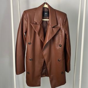 Brown faux leather blazer